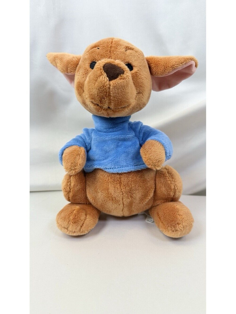 Disney Store Roo Plush Winnie the Pooh Kangaroo Stuffed Animal Blue Shirt 11”